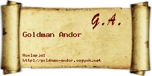 Goldman Andor névjegykártya